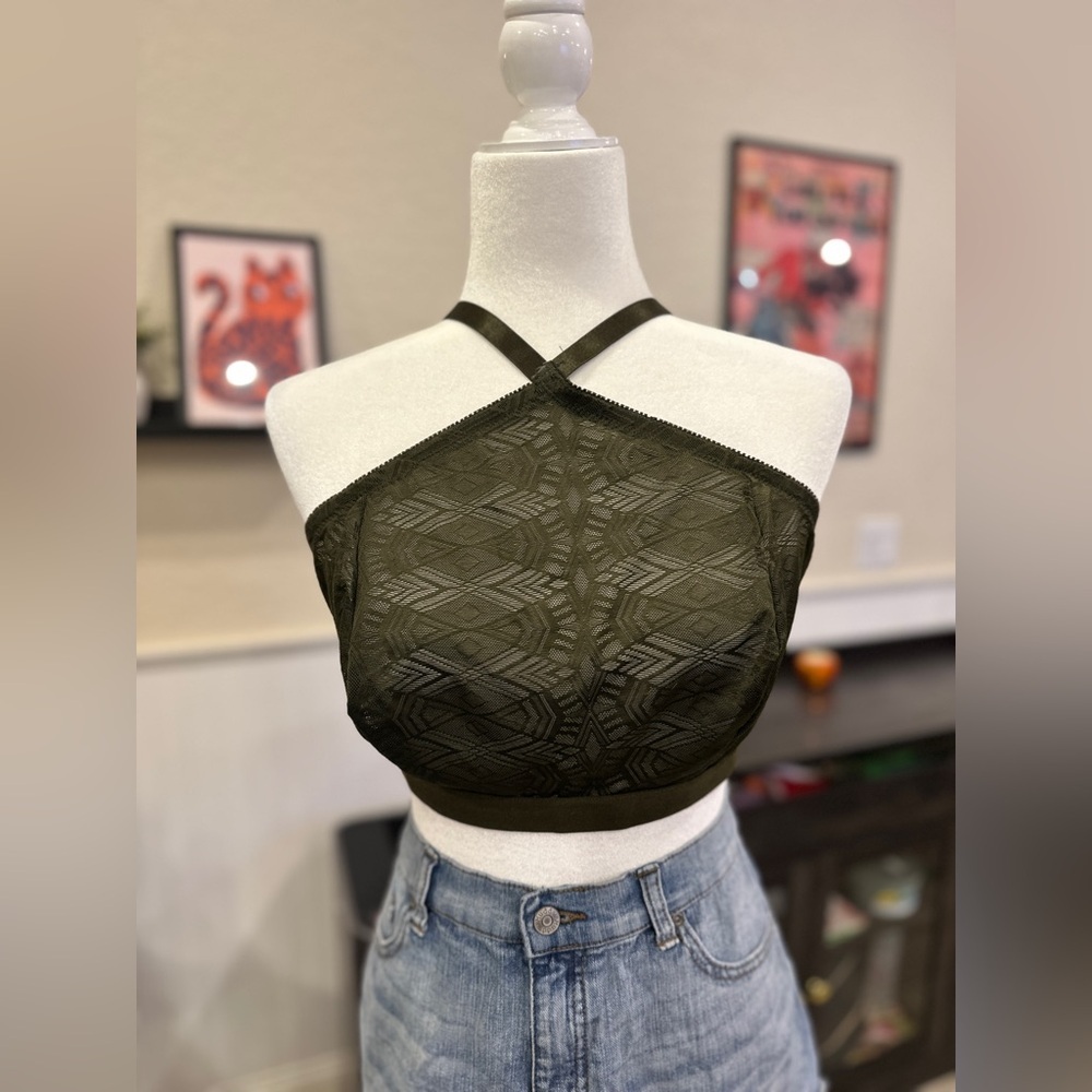 Torrid Olive Green Halter Top Bralette Women’s Plus 1X